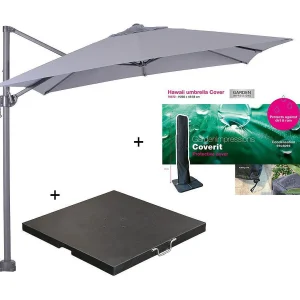 Garden Impressions Hawaii zweefparasol S 250×250 – donker grijs/licht grijs met 80 kg parasolvoet en parasolhoes Garden Impressions Hawaii zweefparasol S 250×250 – donker grijs/licht grijs met 80 kg parasolvoet en parasolhoes
