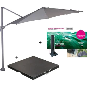 Garden Impressions Hawaii zweefparasol S Ø300 – donker grijs met 80 kg parasolvoet en parasolhoes Garden Impressions Hawaii zweefparasol S Ø300 – donker grijs met 80 kg parasolvoet en parasolhoes