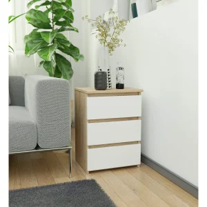 Eiken Sonoma/Wit Ladenkast – 3 Lades – Stijlvol Zelfbouw Maatwerk – 40x57x35 cm Eiken Sonoma/Wit Ladenkast – 3 Lades – Stijlvol Zelfbouw Maatwerk – 40x57x35 cm