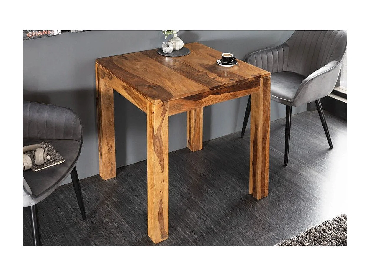 Eettafel TAVINA 70 cm – Vierkant in gelakt massief Sheesham hout