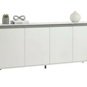 Dressoir van Dcecchett, Woonkamerbuffet, Woonkamer, Keukenkast, Made in Italy, 184x40h90 cm, Glanzend wit en Antraciet