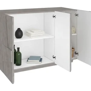 Dmora Dressoir Elia 38x121x86h cm Beton Grijs 3 Planken 5 Openingen, 3 Deurs Kast Made in Italy Dmora Dressoir Elia 38x121x86h cm Beton Grijs 3 Planken 5 Openingen, 3 Deurs Kast Made in Italy