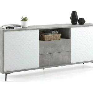 Dmora Dressoir Garofano 45x184x77 cm Wit 3 Planken 2 Laden, Buffet 2 Deuren Made in Italy Dmora Dressoir Garofano 45x184x77 cm Wit 3 Planken 2 Laden, Buffet 2 Deuren Made in Italy