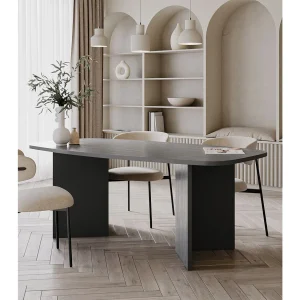 Eettafel 190×100 cm – rechthoekig – houtlook es zwartgrijs – PIANO Eettafel 190×100 cm – rechthoekig – houtlook es zwartgrijs – PIANO
