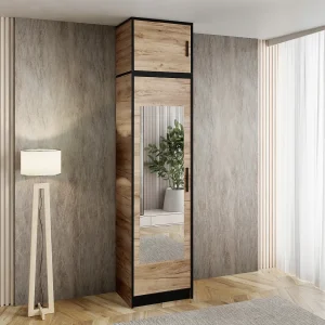 Eéndeurs kledingkast DIOR eiken craft goud 1D met opzetkast Eéndeurs kledingkast DIOR eiken craft goud 1D met opzetkast