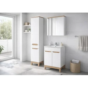 ERMANO set: meubel onder wastafel 80cm + inbouwwastafel + sifon + opbergruimtes met spiegels ERMANO set: meubel onder wastafel 80cm + inbouwwastafel + sifon + opbergruimtes met spiegels