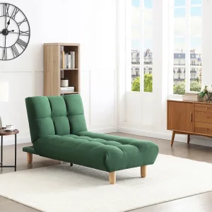 Groene stoffen slaapbank chaise longue ESTEBAN Groene stoffen slaapbank chaise longue ESTEBAN