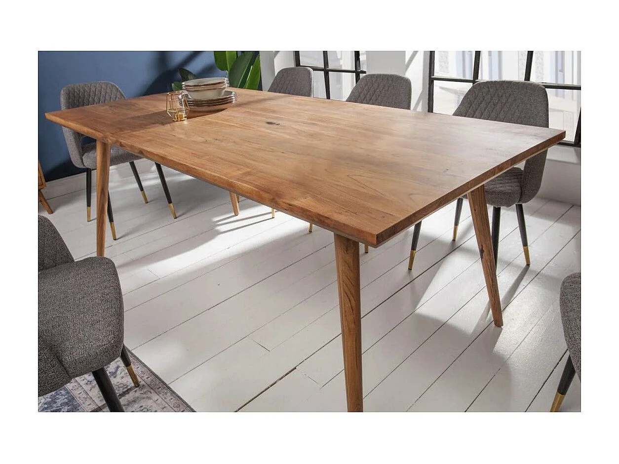 Eettafel SCANI 200 cm - Blad van gelakt massief acaciahout en bijpassende structuur