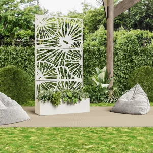 Plantenbak met patroontrellis – B92 x D32.5 x H173 cm – Wit – ENATAS Plantenbak met patroontrellis – B92 x D32.5 x H173 cm – Wit – ENATAS
