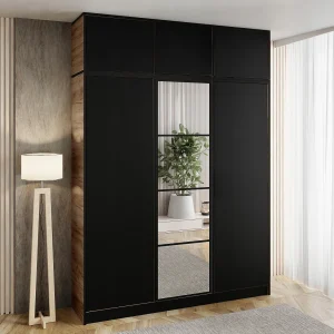 Garderobe met opzetstuk EDEN 3D eiken craft goud + zwart patroon 4