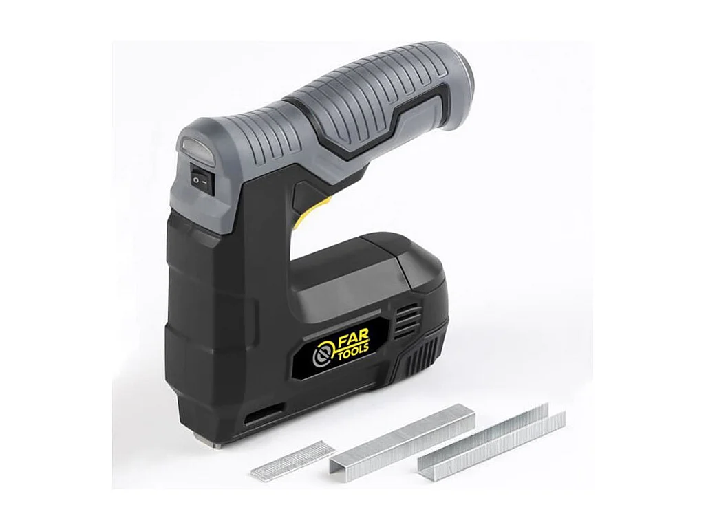 Elektrische Niet- en Spijkerpistool FARTOOLS 3,6V Draadloos met 1,5Ah Batterij, 30 slagen/min, Nietjes 12mm & Spijkers 10mm, USB Opladen