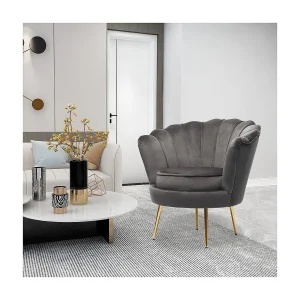 Stoel fauteuil velours fluweel "Floria" – 75 x 68 x 77,5 cm – Grijs Stoel fauteuil velours fluweel "Floria" – 75 x 68 x 77,5 cm – Grijs