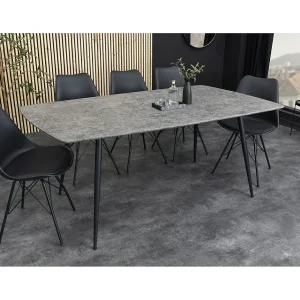 Eettafel CALDERO 140 cm – Hedendaagse tafel met steen- en metaallook Eettafel CALDERO 140 cm – Hedendaagse tafel met steen- en metaallook