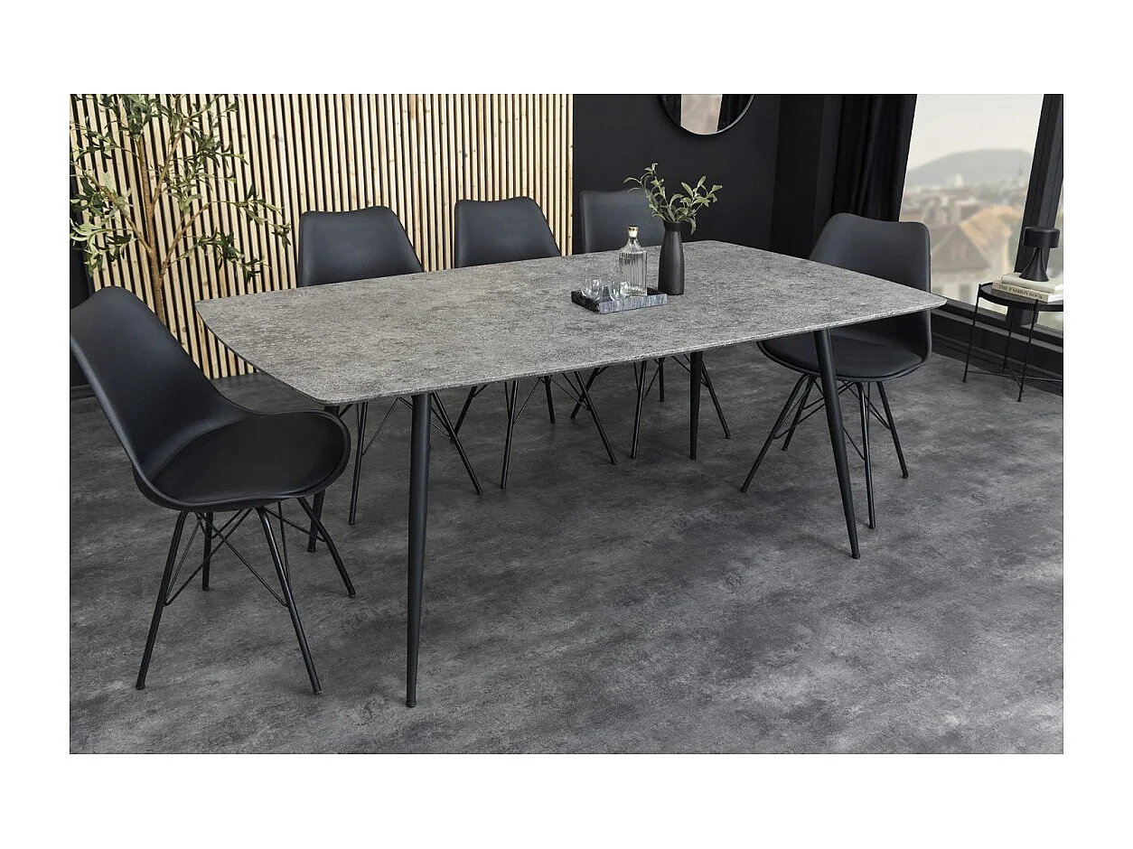 Eettafel CALDERO 140 cm - Hedendaagse tafel met steen- en metaallook