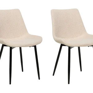 Set van 2 eetkamerstoelen AVILLA Bouclé Beige Set van 2 eetkamerstoelen AVILLA Bouclé Beige