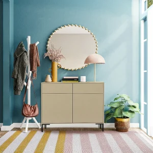 Dressoir met 2 laden en 2 deuren van melamine taupe Dressoir met 2 laden en 2 deuren van melamine taupe