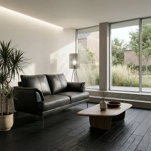 Driezitsbank Soul van leer – zwart