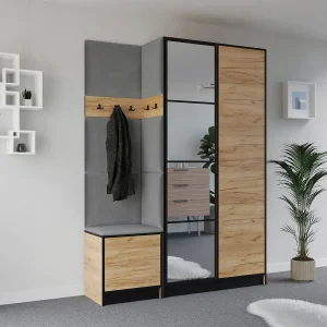 Garderobekast EDEN 13 – Eiken Craft Goud + Grij