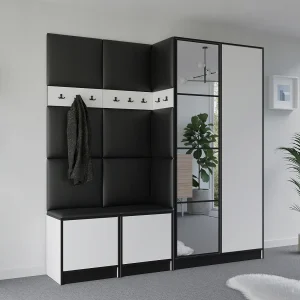 Garderobe EDEN 21 wit + zwart eco-leer