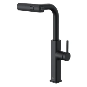 Esserain wastafelmengkraan met uittrekbare handdouche in mat zwart – Essebagno Esserain wastafelmengkraan met uittrekbare handdouche in mat zwart – Essebagno
