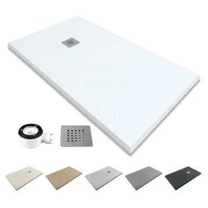 Extraplatte Antislip Resin Douchebak | Afvoerknop en Rooster | Zachte Leisteen | Wit | 80 X 180cm Extraplatte Antislip Resin Douchebak | Afvoerknop en Rooster | Zachte Leisteen | Wit | 80 X 180cm