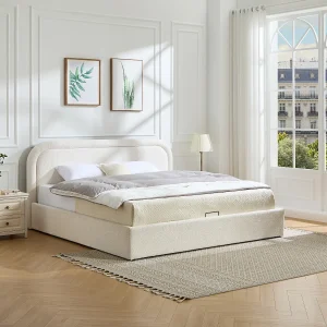Opbergbed king size 200 x 200 cm boucléstof beige – FIDOZIA Opbergbed king size 200 x 200 cm boucléstof beige – FIDOZIA