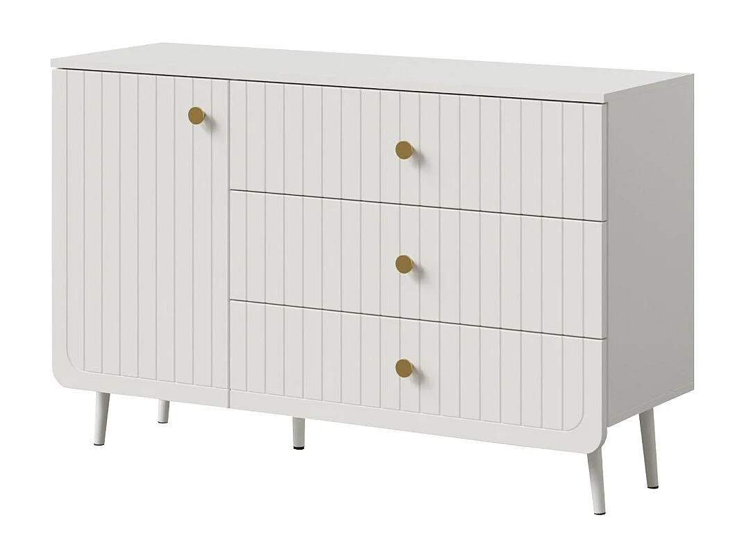 Dressoir met lades Chloe 1D3S 120 Wit (zwarte of gouden handgreep)