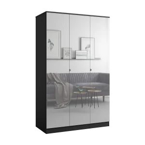 Draaideurkast met spiegel Monza 3D 120 Zwart Draaideurkast met spiegel Monza 3D 120 Zwart