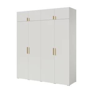 Draaideurkast met opzetkast Napoli 4D 200 Wit (zwarte of gouden handgreep) Draaideurkast met opzetkast Napoli 4D 200 Wit (zwarte of gouden handgreep)