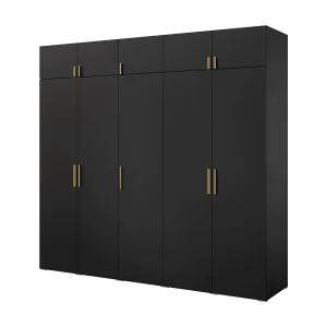 Draaideurkast met opzetkast Napoli 5D 250 Zwart (zwarte of gouden handgreep) Draaideurkast met opzetkast Napoli 5D 250 Zwart (zwarte of gouden handgreep)