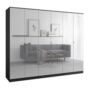 Draaideurkast met spiegel Monza 6D 240 Zwart Draaideurkast met spiegel Monza 6D 240 Zwart