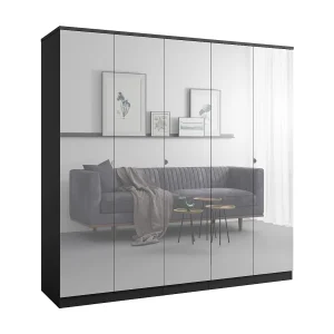 Draaideurkast met spiegel Monza 5D 200 Zwart Draaideurkast met spiegel Monza 5D 200 Zwart