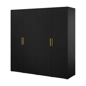 Draaideurkast Napoli 4D 200 Zwart (zwarte of gouden handgreep) Draaideurkast Napoli 4D 200 Zwart (zwarte of gouden handgreep)