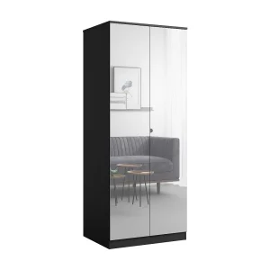Draaideurkast met spiegel Monza 2D 80 Zwart Draaideurkast met spiegel Monza 2D 80 Zwart