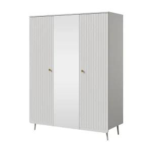 Draaideurkast met spiegel Chloe 3D 150 Wit (zwarte of gouden handgreep) Draaideurkast met spiegel Chloe 3D 150 Wit (zwarte of gouden handgreep)