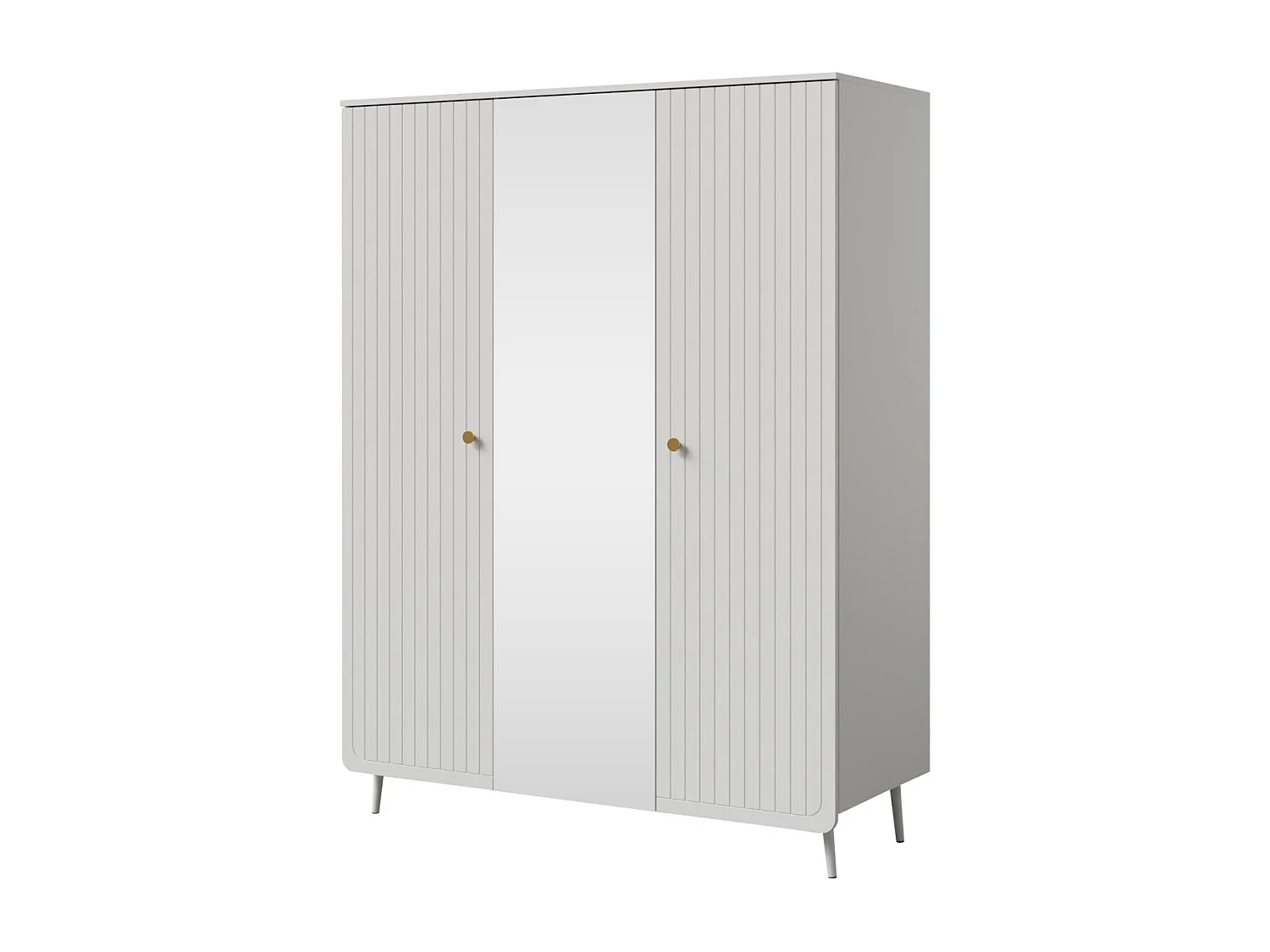 Draaideurkast met spiegel Chloe 3D 150 Wit (zwarte of gouden handgreep)