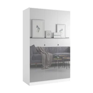 Draaideurkast met spiegel Monza 3D 120 Wit Draaideurkast met spiegel Monza 3D 120 Wit