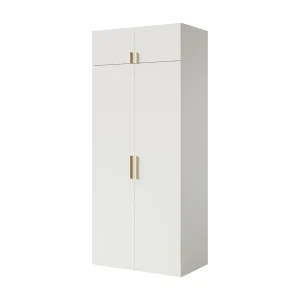 Draaideurkast met opzetkast Napoli 2D 100 Wit (zwarte of gouden handgreep) Draaideurkast met opzetkast Napoli 2D 100 Wit (zwarte of gouden handgreep)