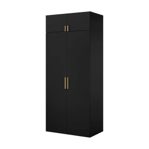 Draaideurkast met opzetkast Napoli 2D 100 Zwart (zwarte of gouden handgreep) Draaideurkast met opzetkast Napoli 2D 100 Zwart (zwarte of gouden handgreep)