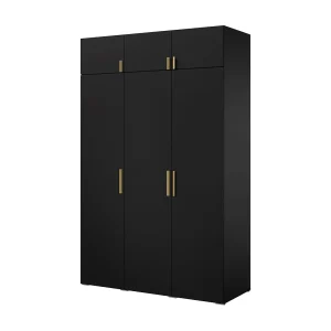 Draaideurkast met opzetkast Napoli 3D 150 Zwart (zwarte of gouden handgreep) Draaideurkast met opzetkast Napoli 3D 150 Zwart (zwarte of gouden handgreep)