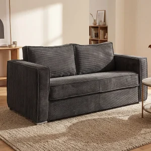 Express-vierzitsslaapbank van beige ribfluweel LORETO