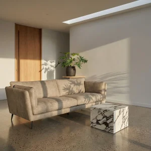 Driezitsbank Bari van stof – beige Driezitsbank Bari van stof – beige