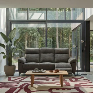 Driezits elektrische relaxbank Selesta – Stof – Taupe Driezits elektrische relaxbank Selesta – Stof – Taupe