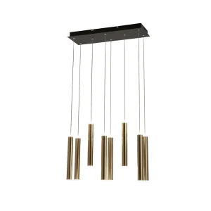Fabas Luce Prado hanglamp met 8 lampen – 52W dimbare LED – messing lineair design Fabas Luce Prado hanglamp met 8 lampen – 52W dimbare LED – messing lineair design