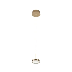 Dunk – Enkele hanglamp in satijnen messing van Fabas Luce – 8W dimbare LED, modern design Dunk – Enkele hanglamp in satijnen messing van Fabas Luce – 8W dimbare LED, modern design