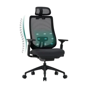 SMARTUE Atlas ergonomische bureaustoel zwart, 4D armleuningen, voor-achter verstelbare zitting, nylon poten SMARTUE Atlas ergonomische bureaustoel zwart, 4D armleuningen, voor-achter verstelbare zitting, nylon poten