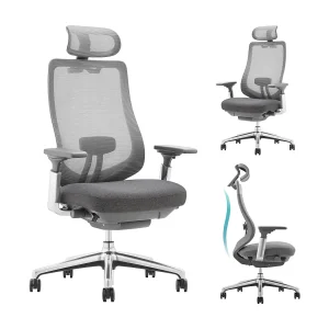 SMARTUE Atlas ergonomische bureaustoel donkergrijs, 4D armleuningen, voor-achter verstelbare zitting, hoogwaardige metalen poten SMARTUE Atlas ergonomische bureaustoel donkergrijs, 4D armleuningen, voor-achter verstelbare zitting, hoogwaardige metalen poten