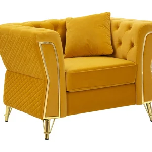 Fauteuil VKH320, Geel, 104x83x76 cm, Kendra Home Fauteuil VKH320, Geel, 104x83x76 cm, Kendra Home