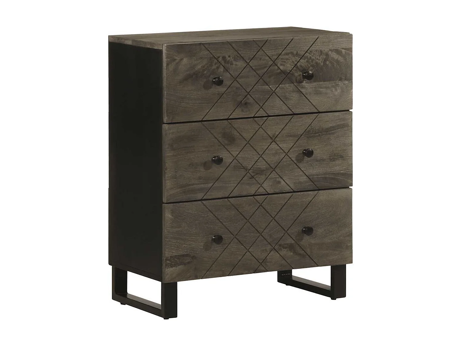 Dressoir 60x33x75 cm massief mangohout zwart