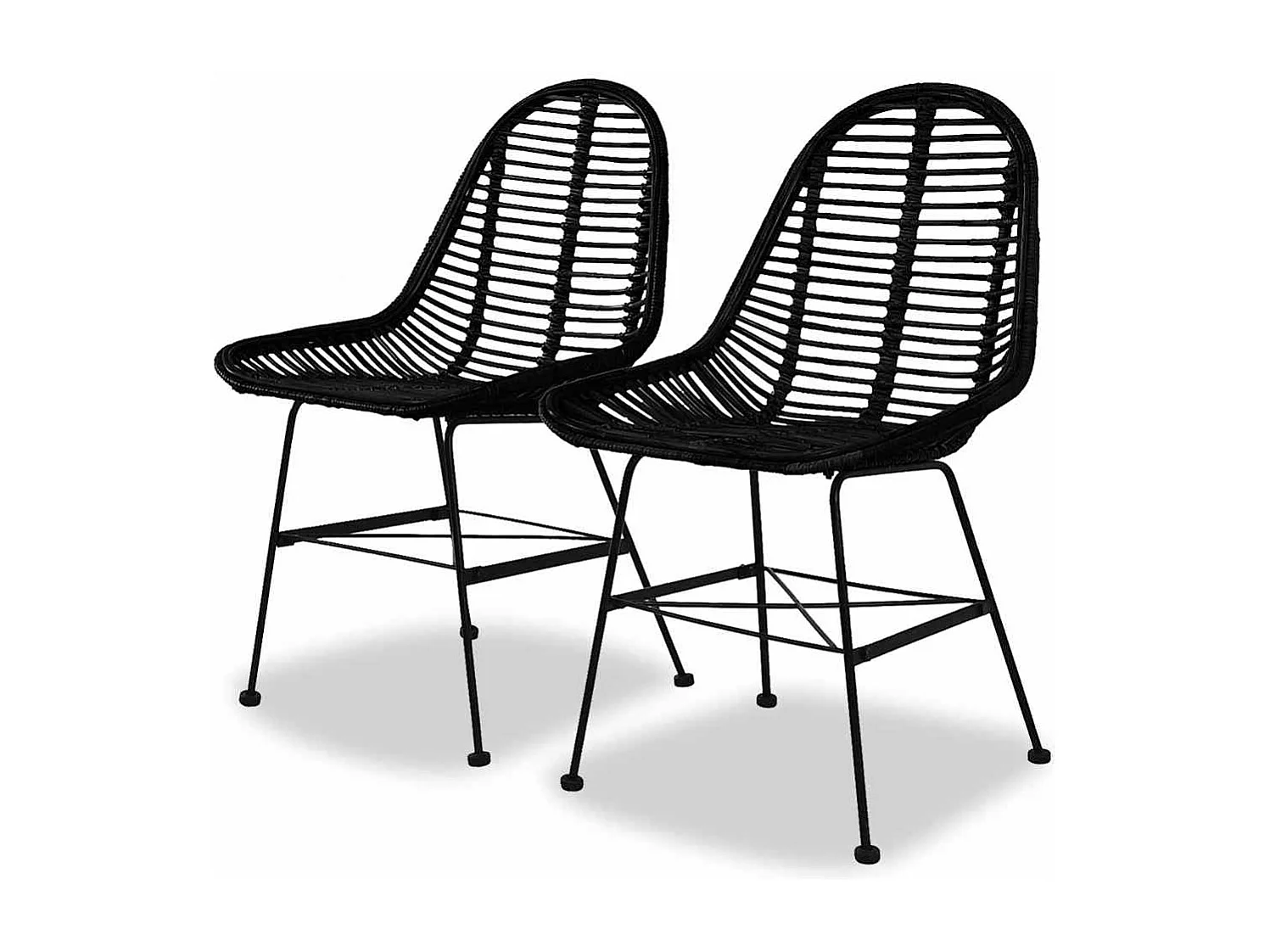 Eetkamerstoelen 2 st natuurlijk rattan zwart